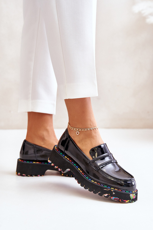 Масивні жіночі лаковані мокасини Black Artiker 55C0489