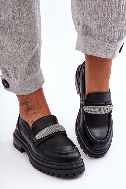 Декоровані масивні шкіряні мокасини Black Aricka