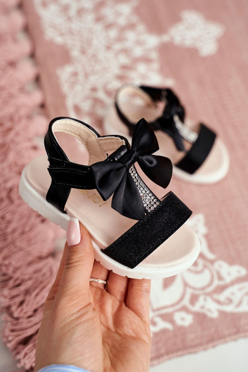 Дитячі босоніжки на липучці для дівчинки Black Bella
