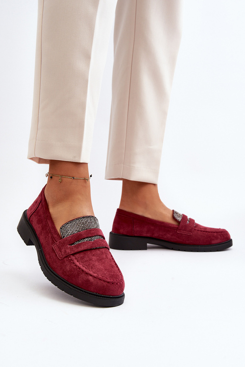 Жіночі прикрашені мокасини бордового кольору Dananei