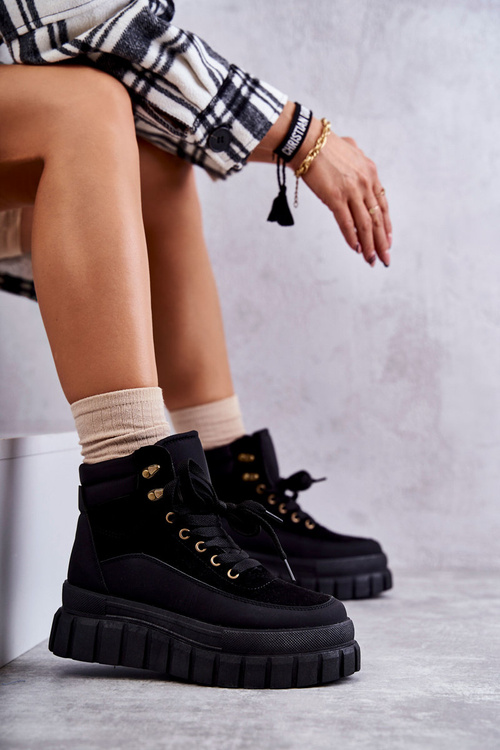 Зручні черевики на платформі Sanchio чорного кольору