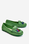 Замшеві лофери з бантом і бахромою Green Dorine