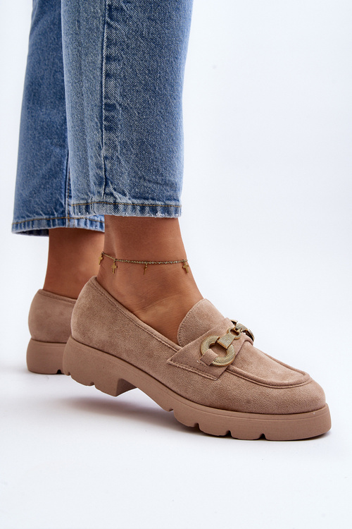 Жіночі бежеві лофери з прикрасами Railenes