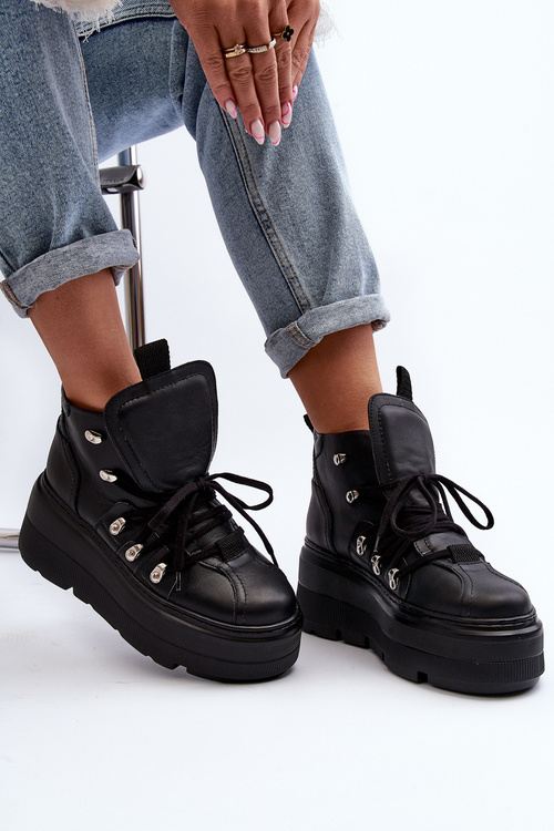 Чорне шкіряне жіноче спортивне взуття Zazoo 3416