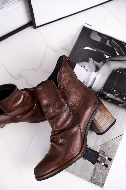 Чоботи жіночі на підборах Maciejka Brown 04757-02