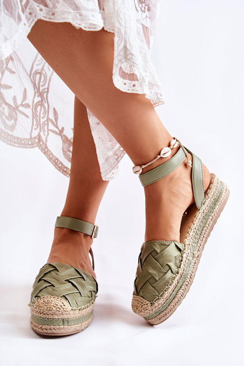 Жіночі босоніжки еспадрільї на платформі зелені Susane