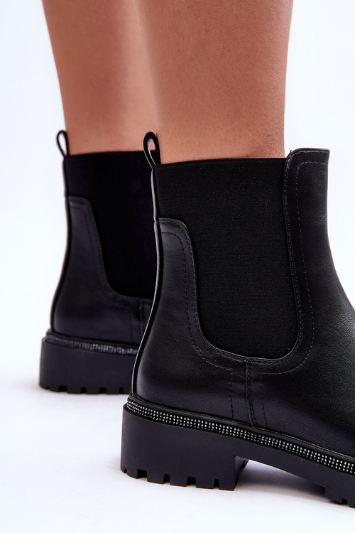 Шкіряні ботильйони жіночі чорні Crowder