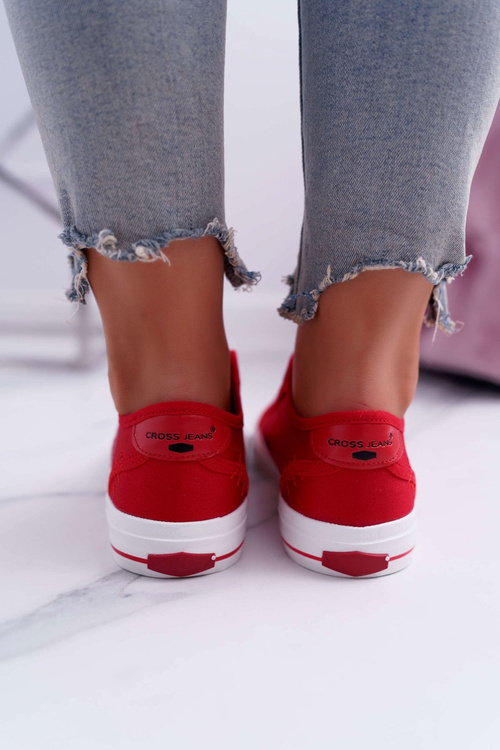 Жіночі джинсові кросівки червоні DD2R4072