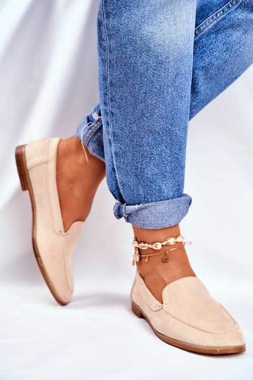 Жіночі броги Сліпони Лофери замшеві бежеві Twinky