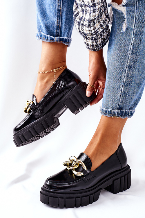 Жіночі броги Лофери шкіряні чорні Laura Messi 2339