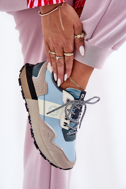 Жіночі Замшеві Кросівки Big Star RR274245 HI-POLY SYSTEM Сірі-Сині