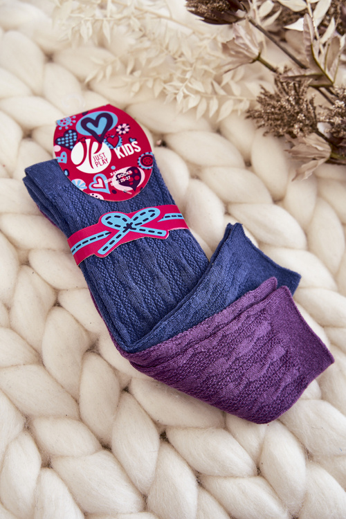 Молодіжні шкарпетки з високими колінами, 2 шт. Темно-синьо-фіолетові