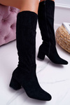Жіночі високі замшеві чоботи Twins чорного кольору