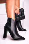 Чоботи жіночі на високому каблуці чорні з підйомом