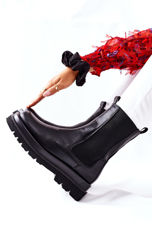 Жіночі високі черевики челсі чорні Belive