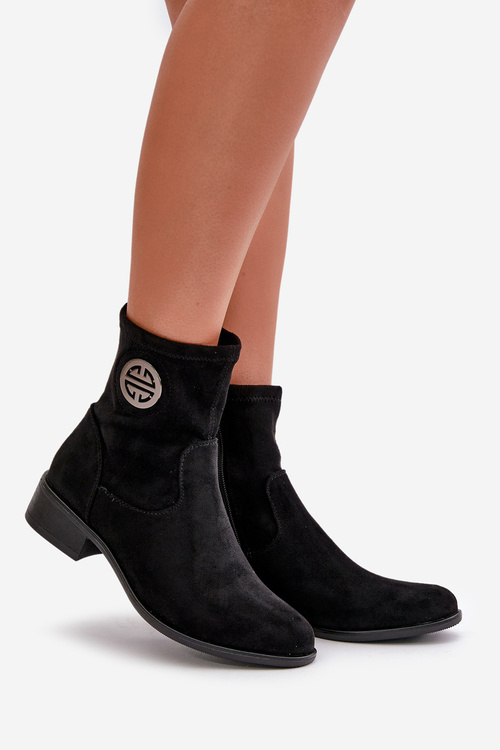 Жіночі ботильйони на плоскій каблуці та блискавці бежеві Loratie