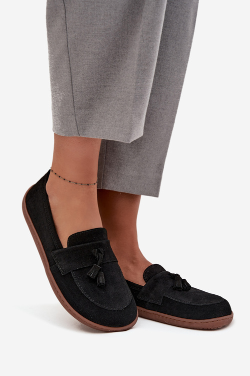 Шкіряні замшеві мокасини типу barefoot Zazoo 322 чорні