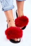 Жіночі шорти з натуральним хутром червоні Bushido