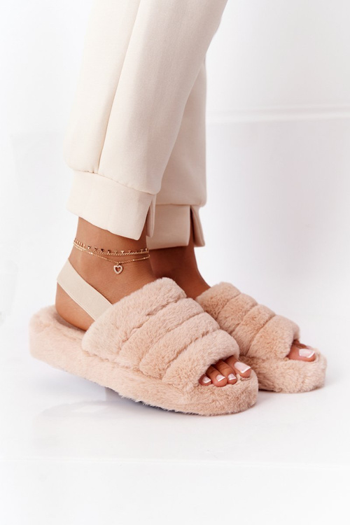 Пухнасті тапочки на платформі Бежеві сніжинки