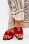 Жіночі Сандалі На Плоскому Каблуці З Декоративними Деталями Червоні Saliena