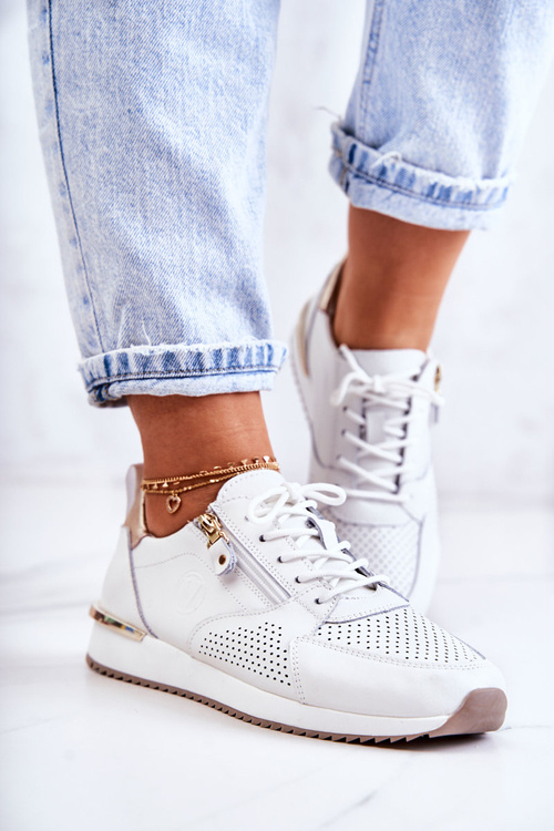 Жіночі спортивні шкіряні кросівки Білі Horessa