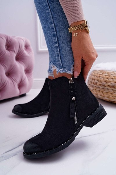 Чоботи жіночі на підборах чорні Barski 98-20