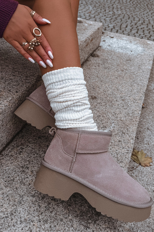 Жіночі зимові черевики з натурального замші з хутряною підкладкою Khaki Milora