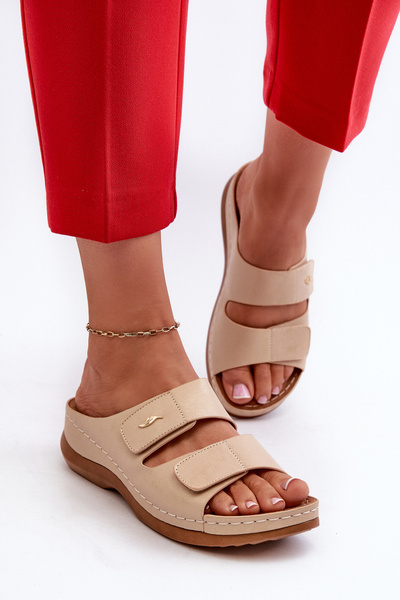 Світлі жіночі сабо зі штучної шкіри бежеві Frellia