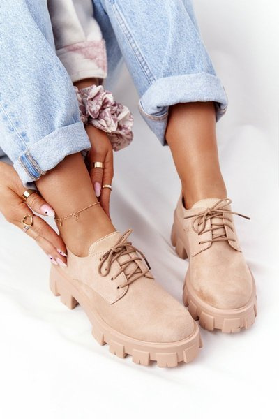 Жіночі замшеві оксфорди-броги на платформі голого кольору Imogen