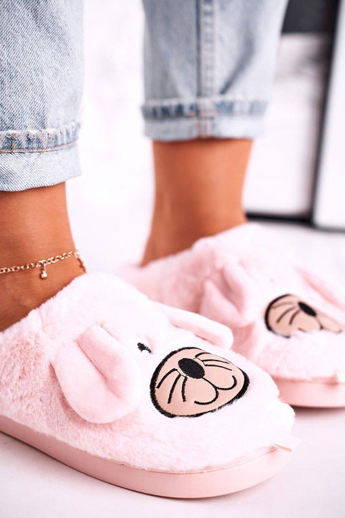 Жіночі домашні тапочки Furry Mouse Pink Home Sweet Home