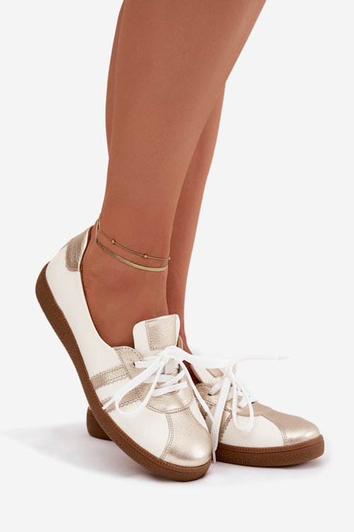 Шкіряне жіноче взуття типу barefoot Zazoo N1341 біло-золотий