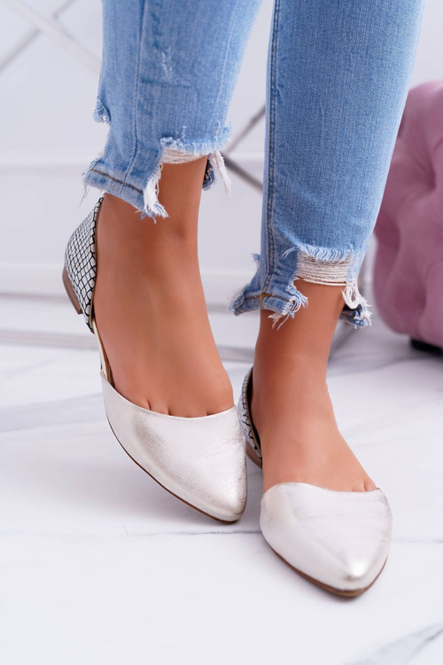 Жіночі балетки зі шкіряним візерунком у вигляді крокодила, золоті