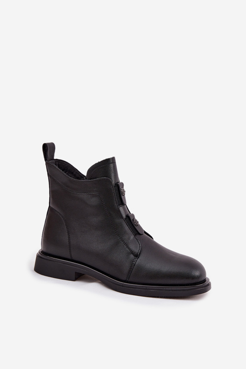 Шкіряні утеплені жіночі чоботи D&A MK52-026 Чорні