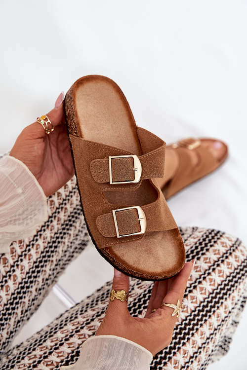 Жіночі Крокси На Пробковій Платформі З Золотими Пряжками Camel Lisavionea