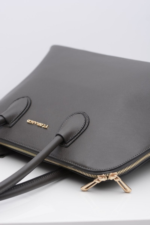 Жіноча велика темно-сіра класична сумочка