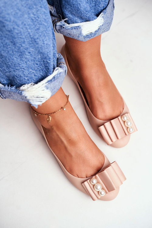 Гумові балетки з бантом бежеві Joleen