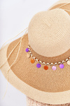 Солом'яний капелюх з декоративною смугою бежевий Ланетта