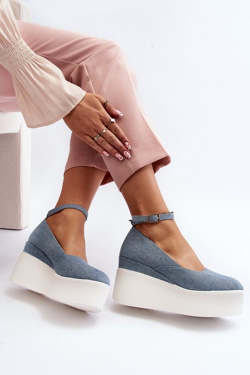 Жіночі джинсові еспадрільї на танкетці Blue Malla