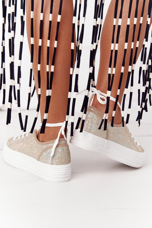 Блискучі кросівки на платформі Gold Luna