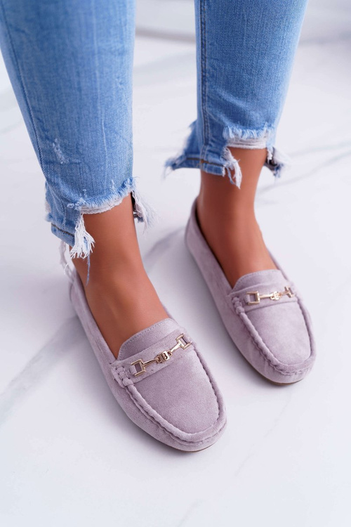 Жіночі легкі мокасини з еко-замші бузково-рожеві Think