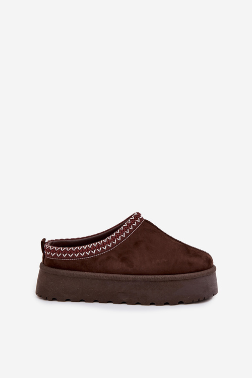 Низькі жіночі снігоступи з вишивкою на платформі шоколадні Narirya