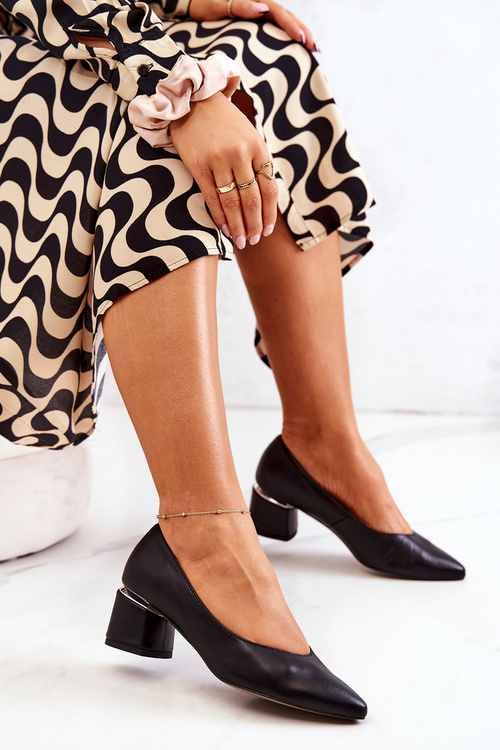 Шкіряні туфлі шпіц чорний Мерилін