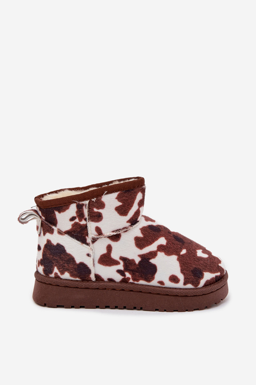 Дитячі молодіжні зимові черевики з хутряною підкладкою з латками білого-коричневого Mireya