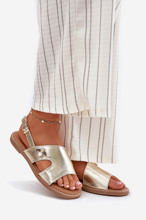 Жіночі Плоскі Сандалі З Декоративним Елементом Vinceza 17378 Золоті