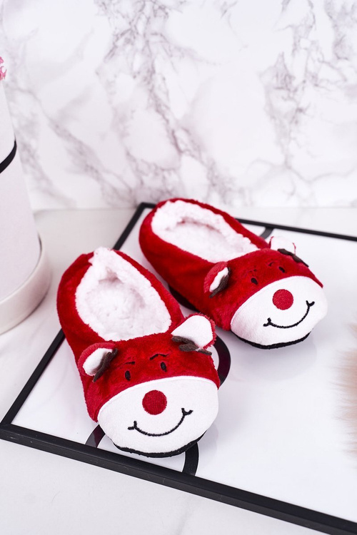 Дитячі різдвяні тапочки з оленями1 Red Xmas