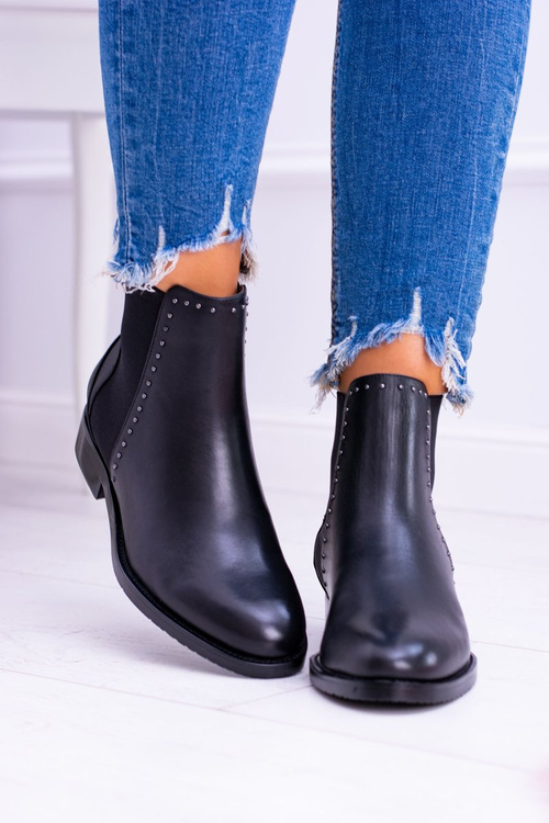 Чорні шкіряні черевики на шпильці BIG STAR BB274611