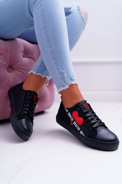 Жіночі кросівки Big Star чорні з сердечком EE274256