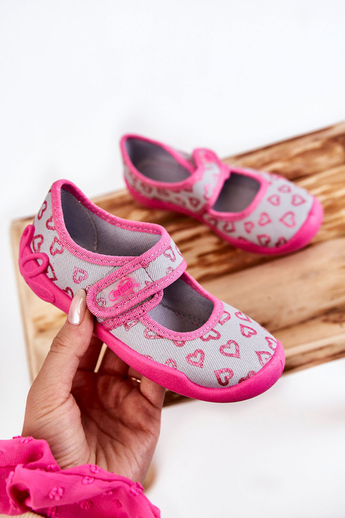 Дитячі тапочки Balerina Hearts Befado 123X070 сіро-рожевий