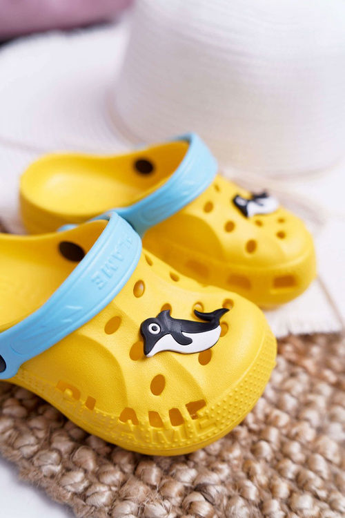 Дитячі шльопанці Домашні жовті крокси з дельфіном