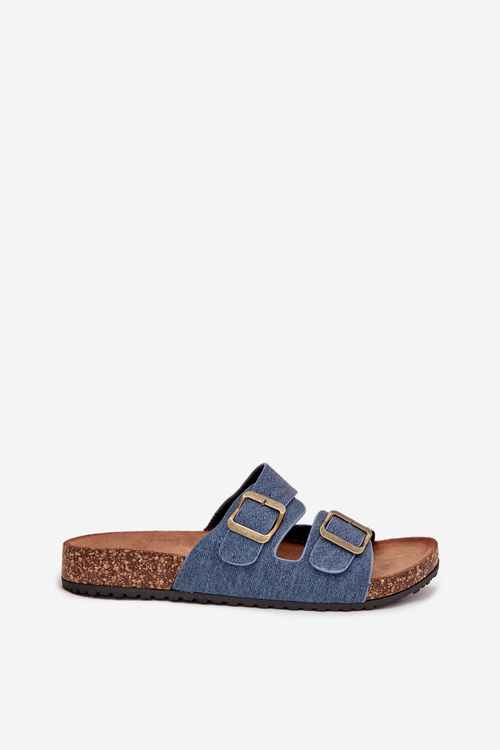 Жіночі Сандалі На Корковій Платформі З Пряжками Темний Джинс Vesina